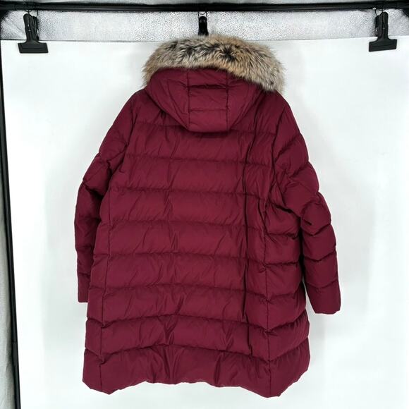 Lands' End Women's Wine Red Hooded Down Zip Puffer Coat - Plus 2X Petite - Picture 1 of 10